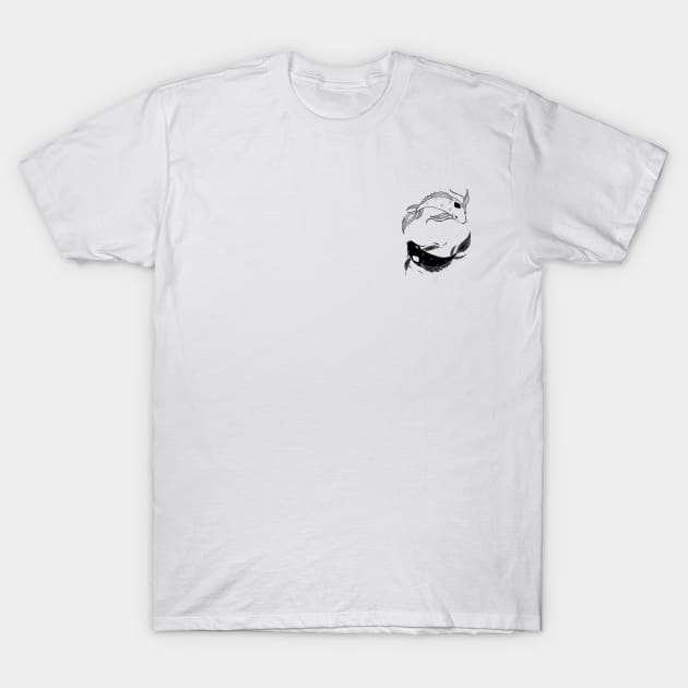 black on white spirit fish T-Shirt by blauereiter